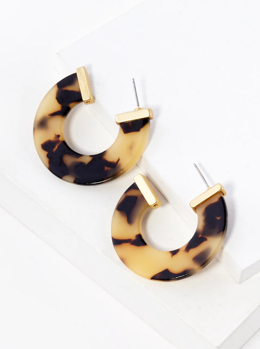 40mm Flat Acetate Color Hoop Earrings With Metal Accents