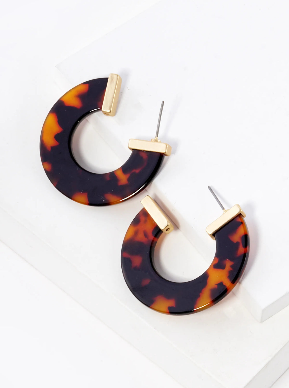 40mm Flat Acetate Color Hoop Earrings With Metal Accents