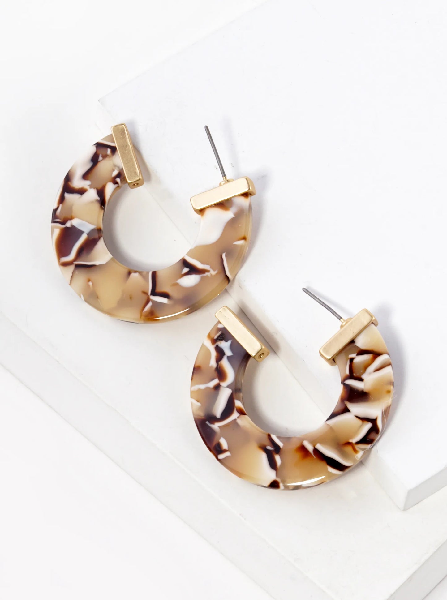 40mm Flat Acetate Color Hoop Earrings With Metal Accents