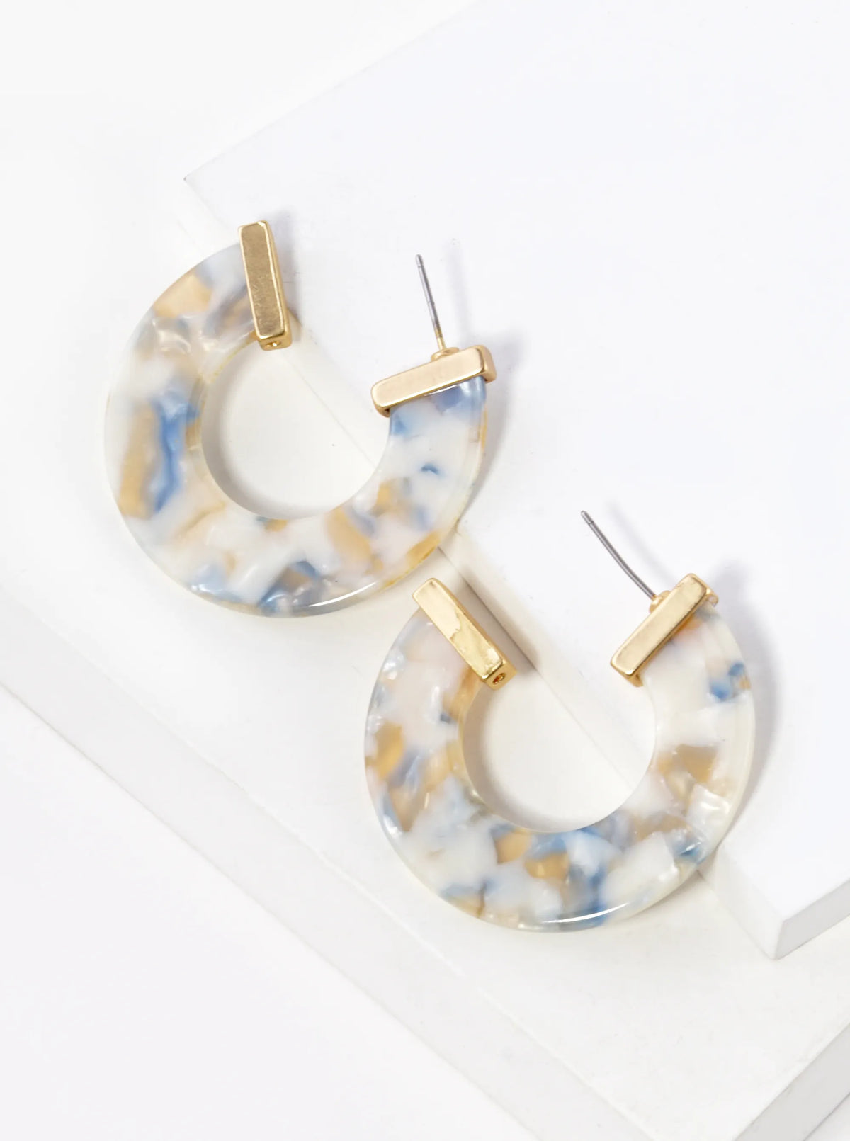 40mm Flat Acetate Color Hoop Earrings With Metal Accents