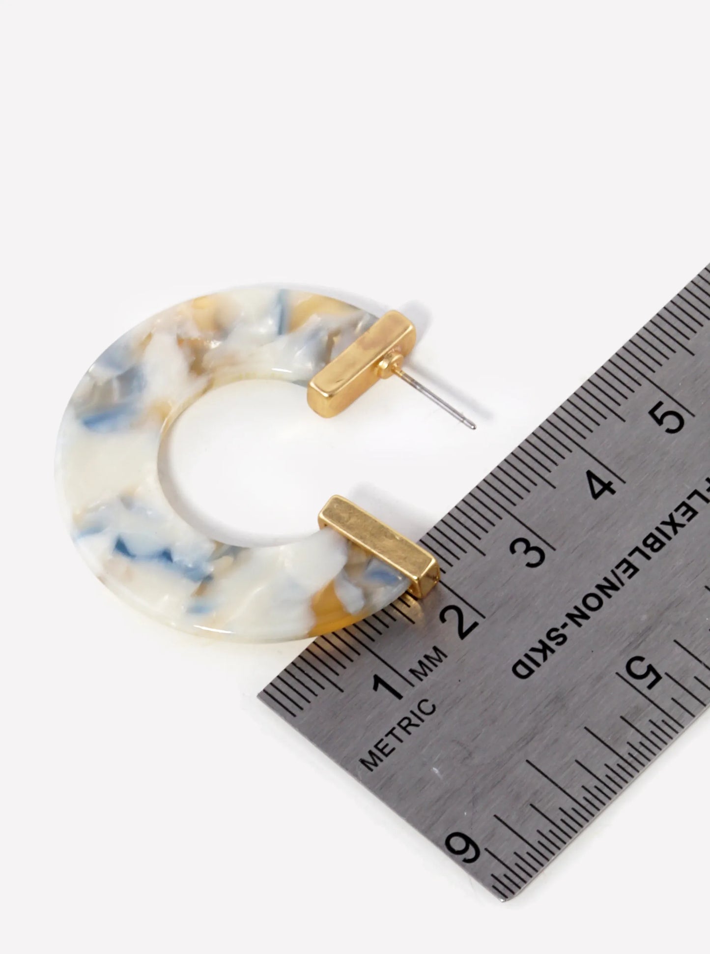 40mm Flat Acetate Color Hoop Earrings With Metal Accents