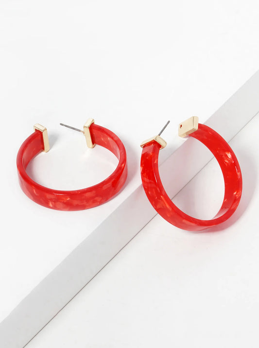 40mm Flat Wide Acetate Open Hoop Earrings