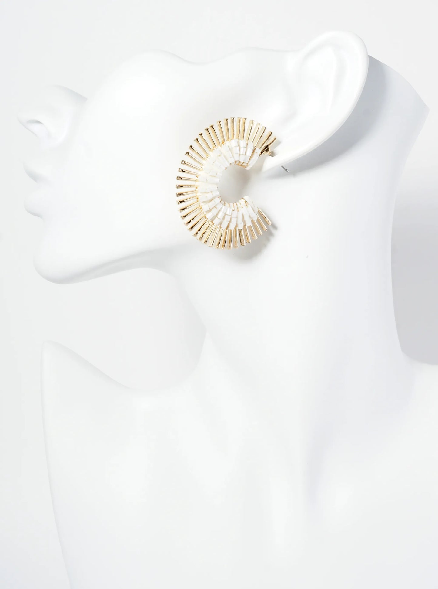 40mm Glass Beaded Sunburst Fan Hoop Earrings