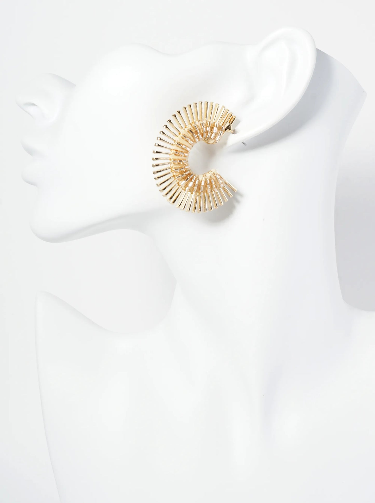 40mm Glass Beaded Sunburst Fan Hoop Earrings