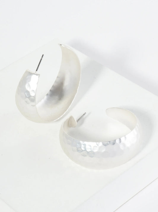 40mm Hammered Chunky Wide Hoop Earrings
