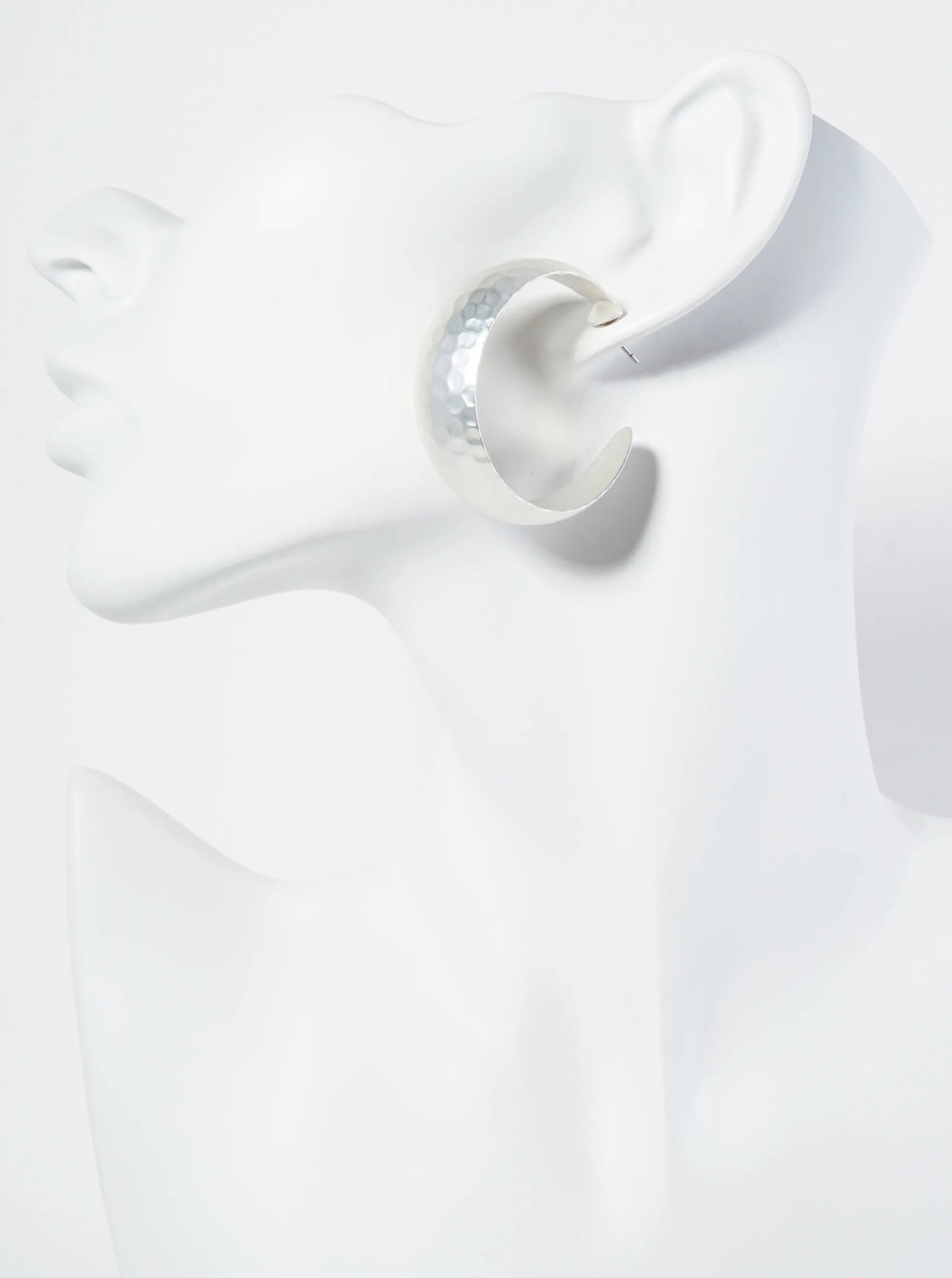 40mm Hammered Chunky Wide Hoop Earrings