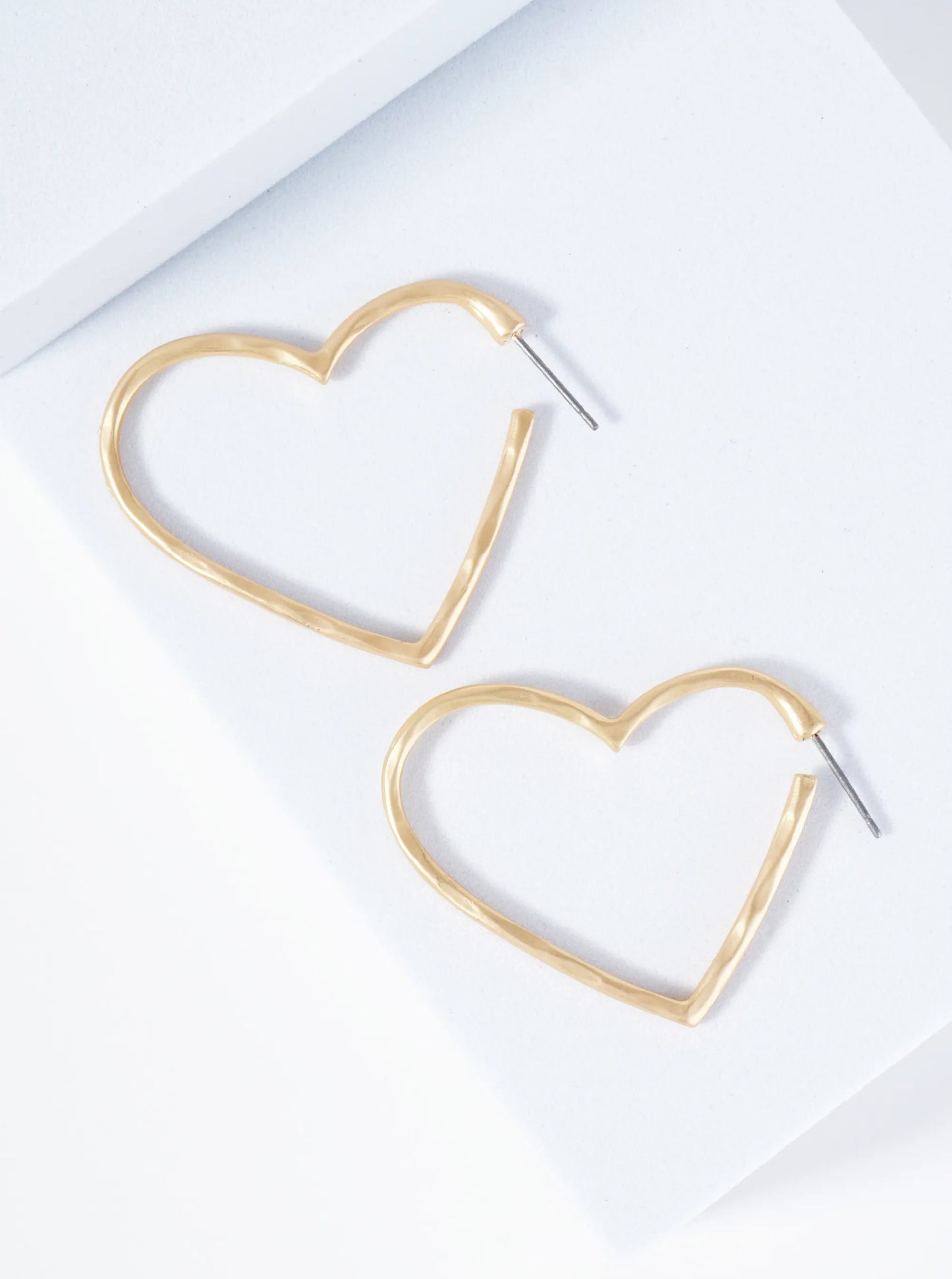 40mm Hammered Heart Hoop Earrings