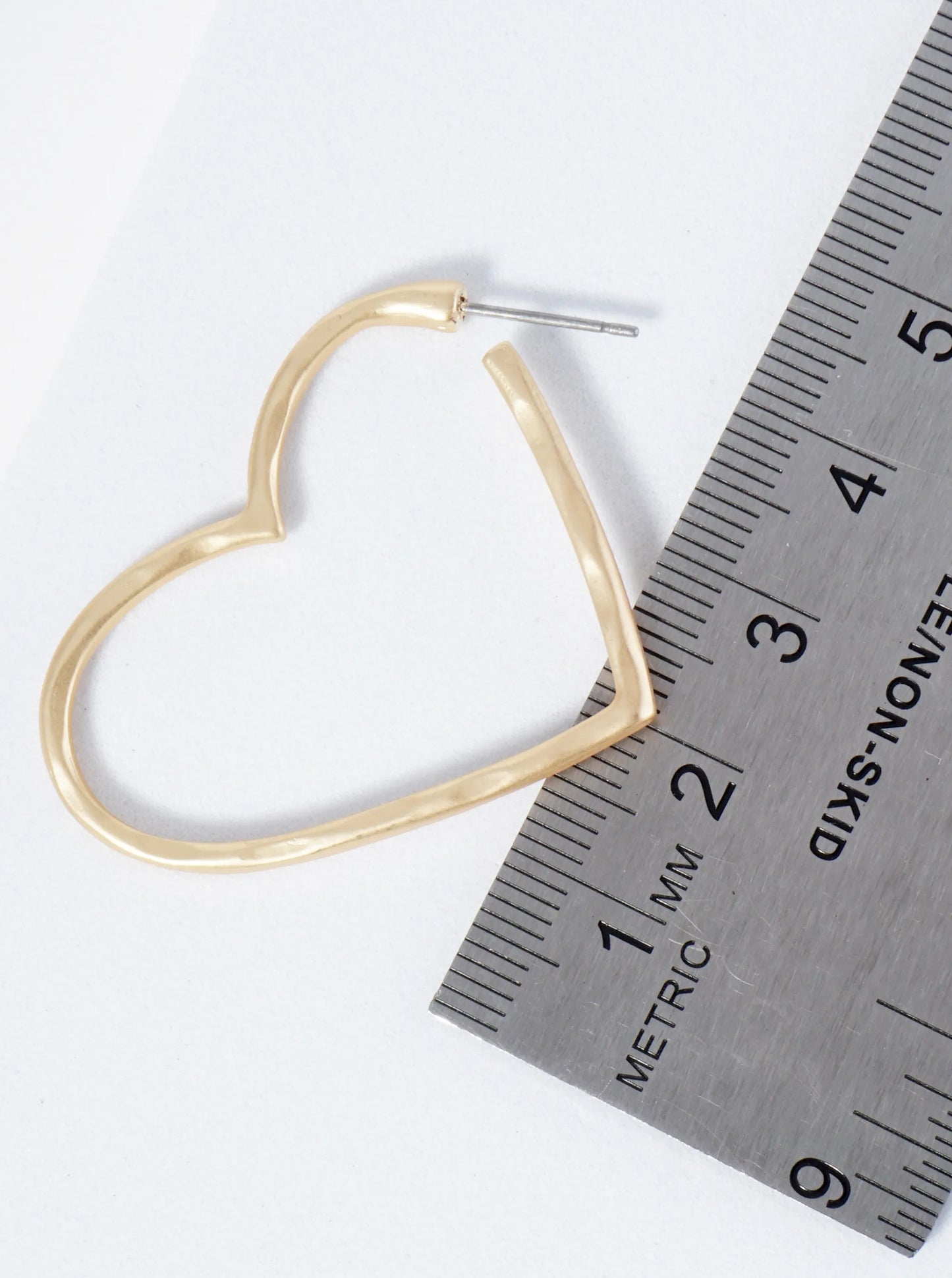 40mm Hammered Heart Hoop Earrings