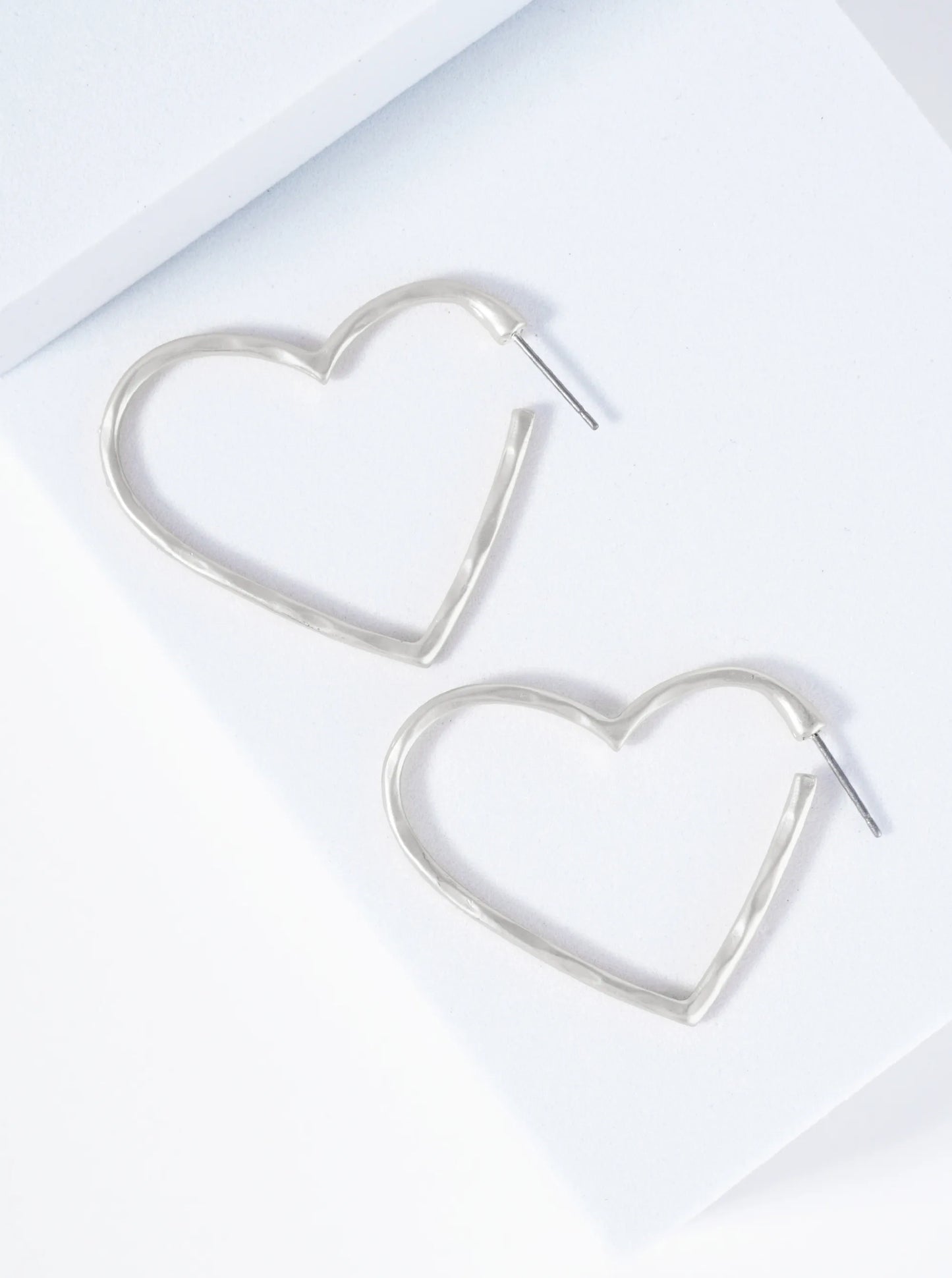 40mm Hammered Heart Hoop Earrings
