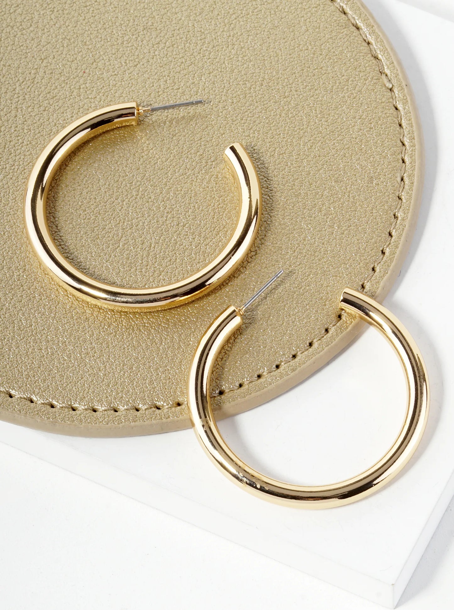 40mm Hollow Brass Polished Hoop Earrings