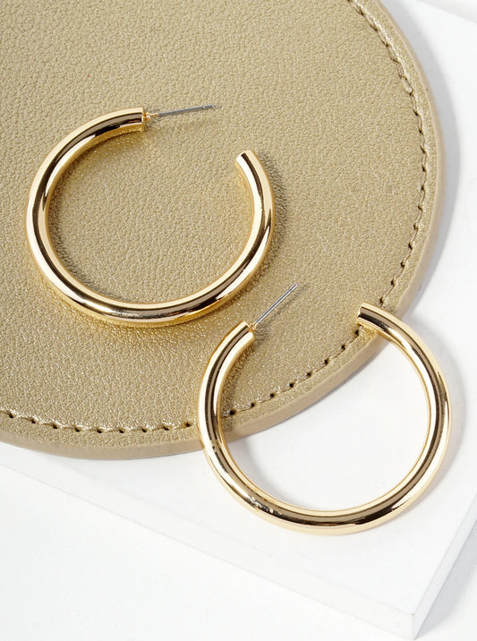 40mm Hollow Brass Polished Hoop Earrings