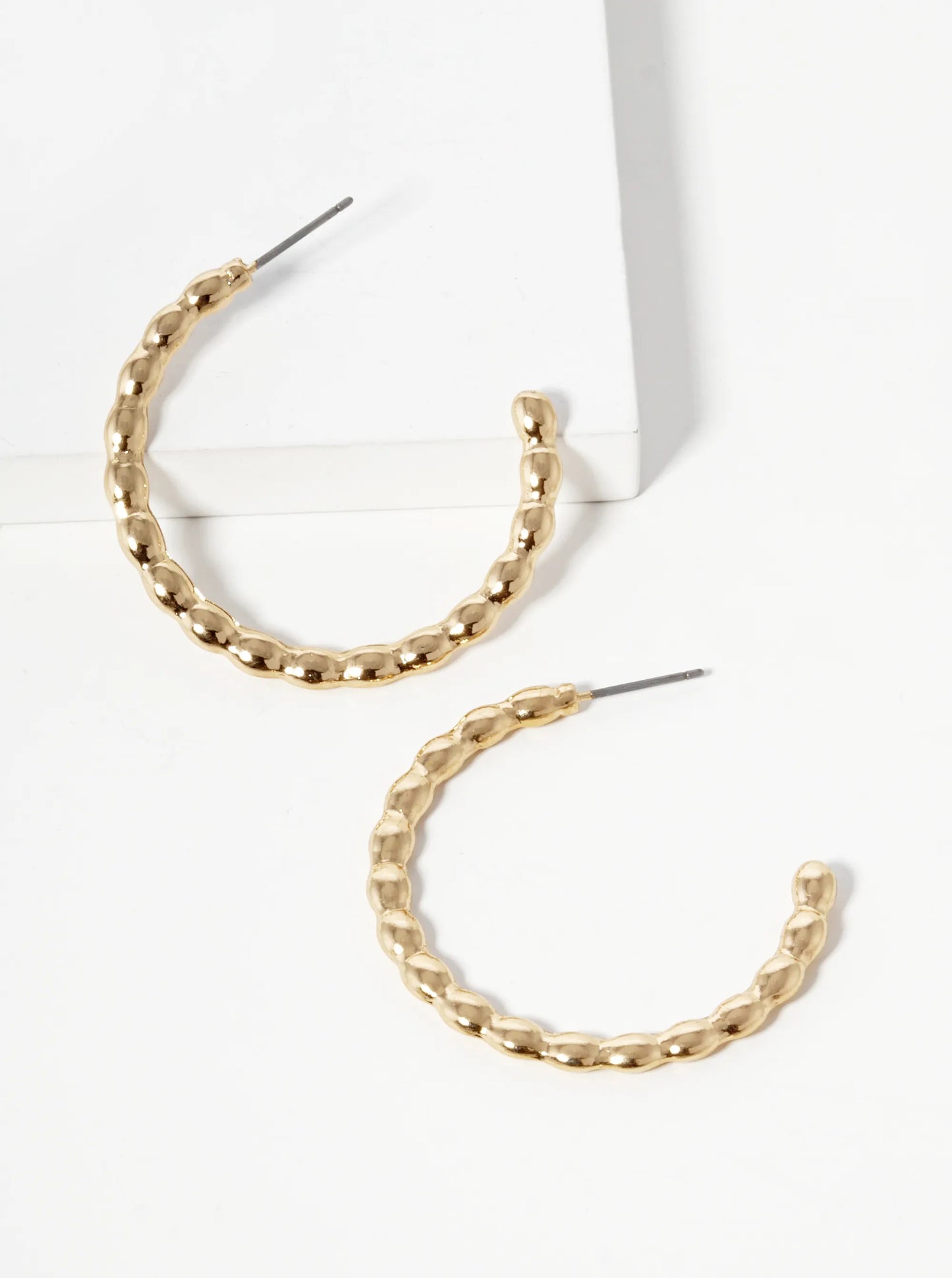 40mm Metal Ball Hoop Earrings