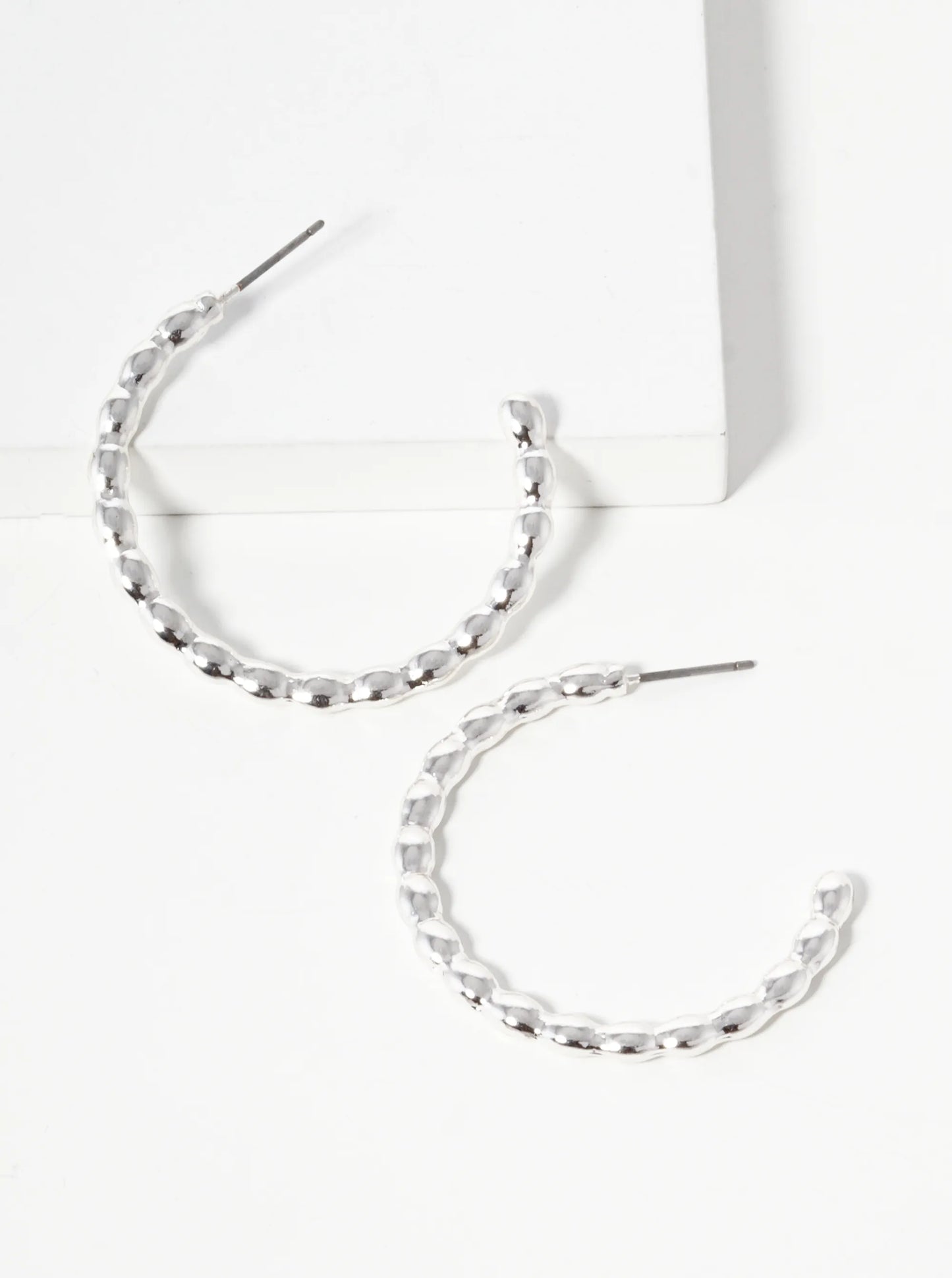 40mm Metal Ball Hoop Earrings