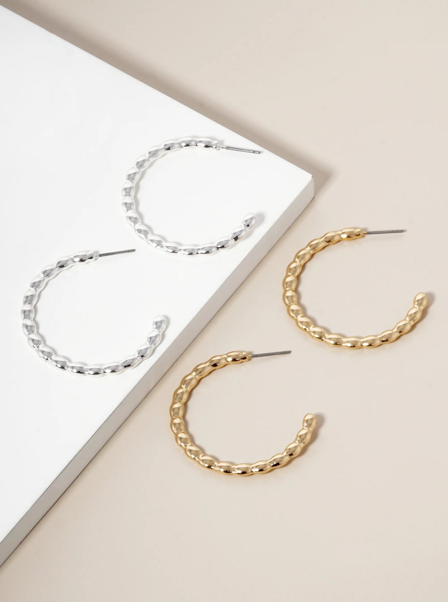 40mm Metal Ball Hoop Earrings