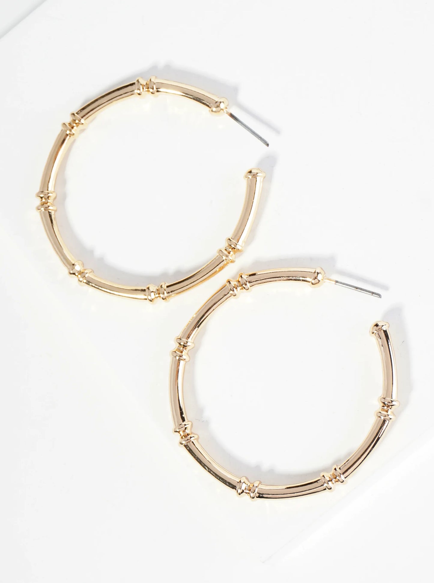 40mm Metal Bamboo Open Hoop Earrings