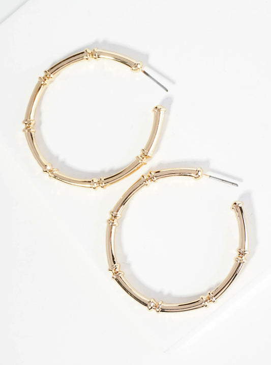 40mm Metal Bamboo Open Hoop Earrings