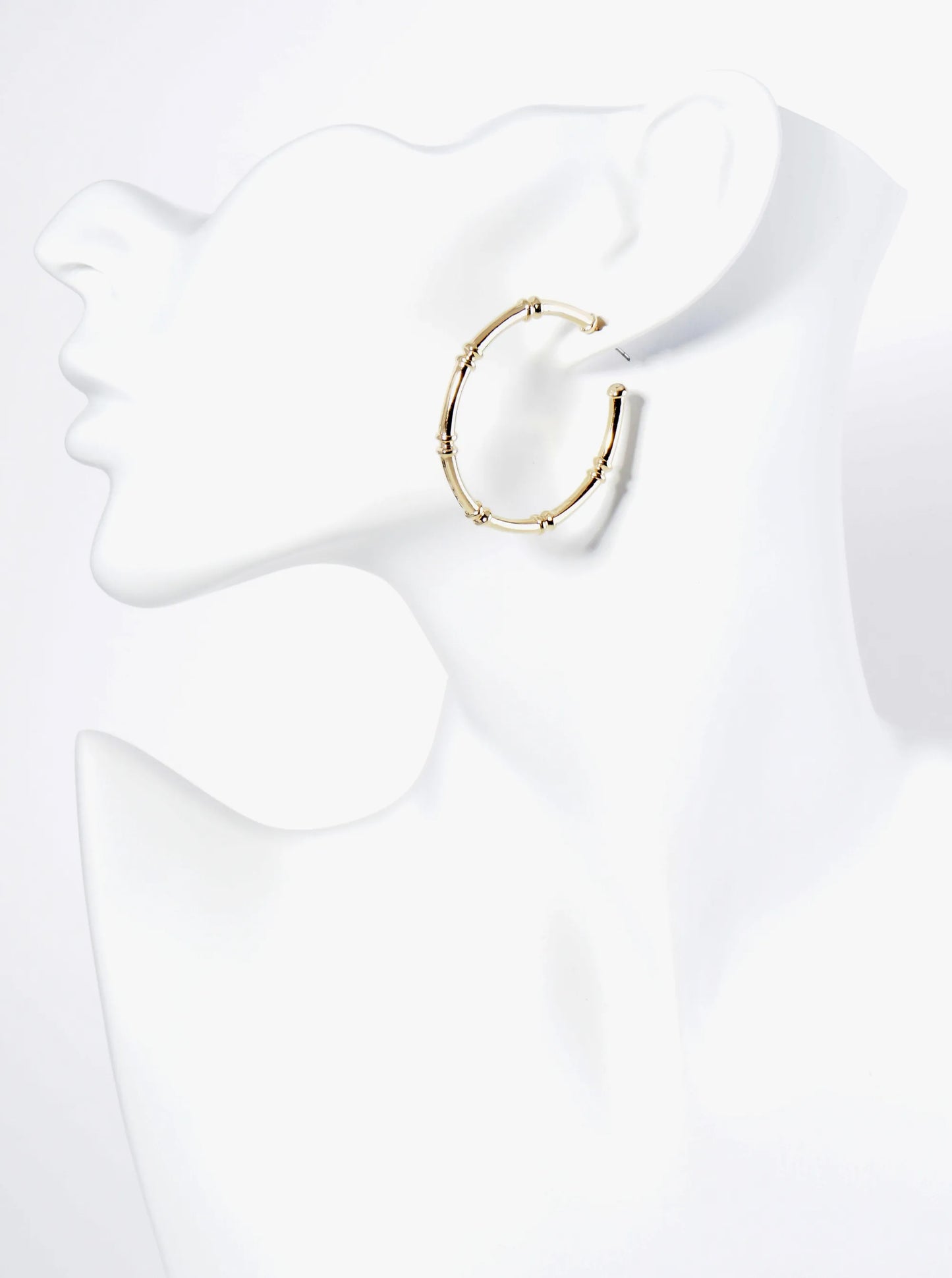 40mm Metal Bamboo Open Hoop Earrings