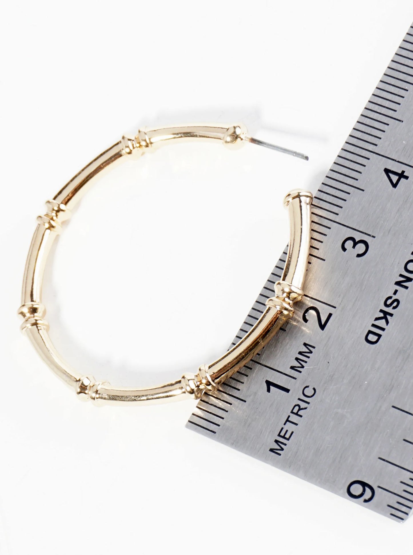 40mm Metal Bamboo Open Hoop Earrings
