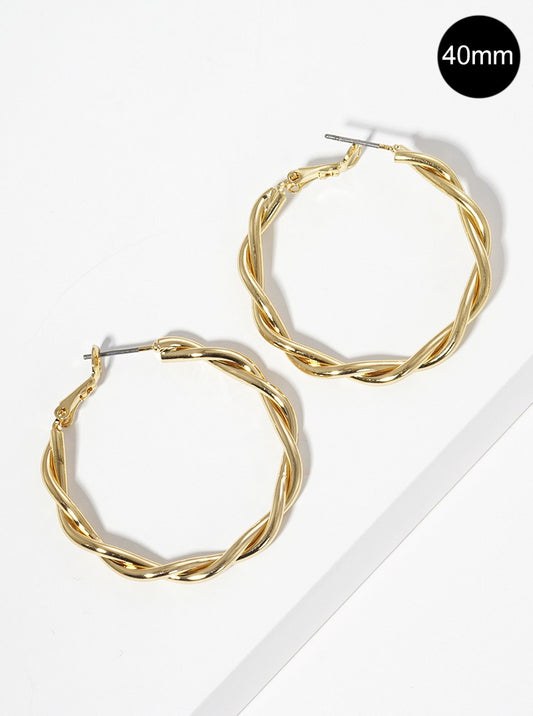 40mm Metal Twist Hoop Earrings