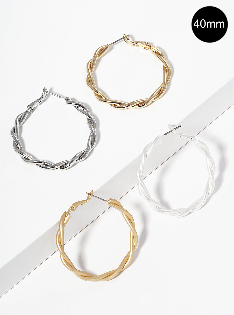 40mm Metal Twist Hoop Earrings