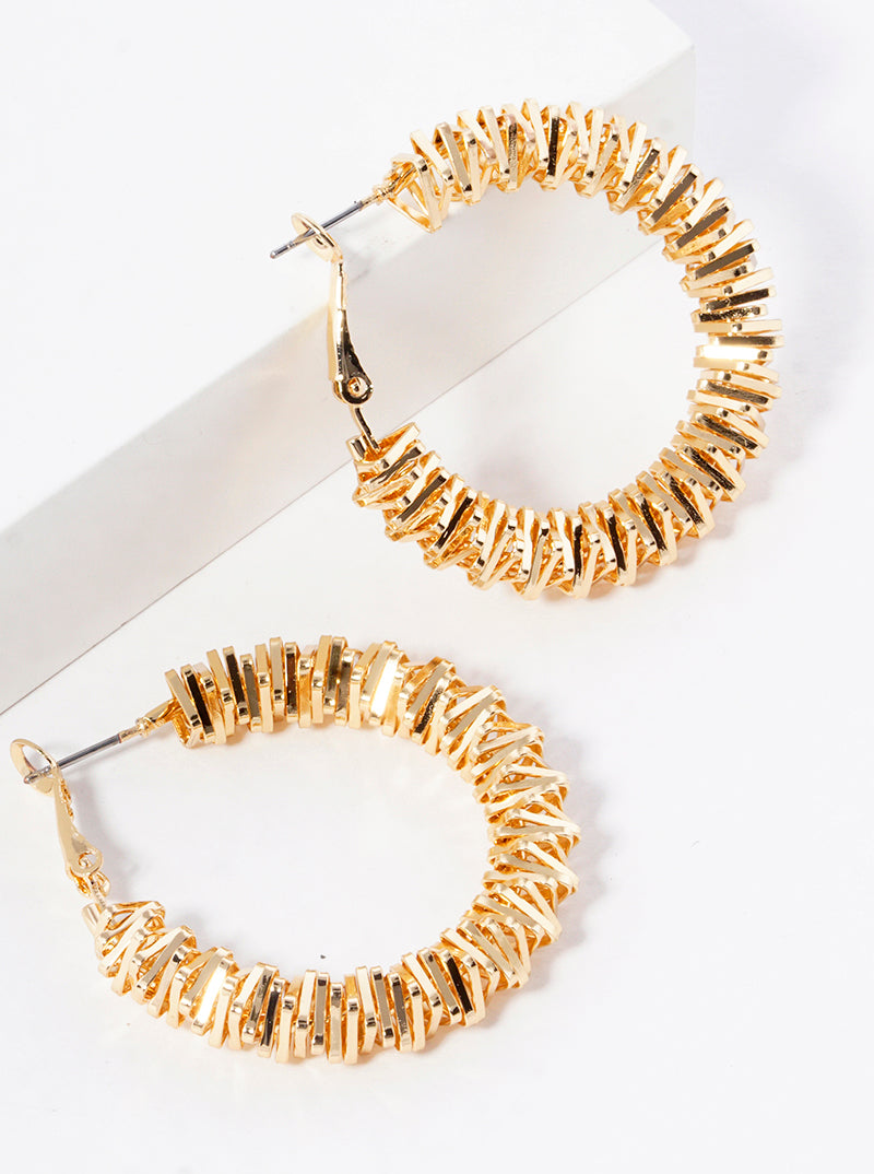 40mm Metallic Beaded Leverback Hoop Earrings