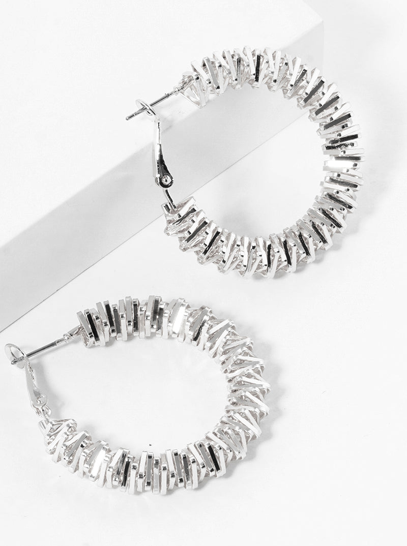 40mm Metallic Beaded Leverback Hoop Earrings