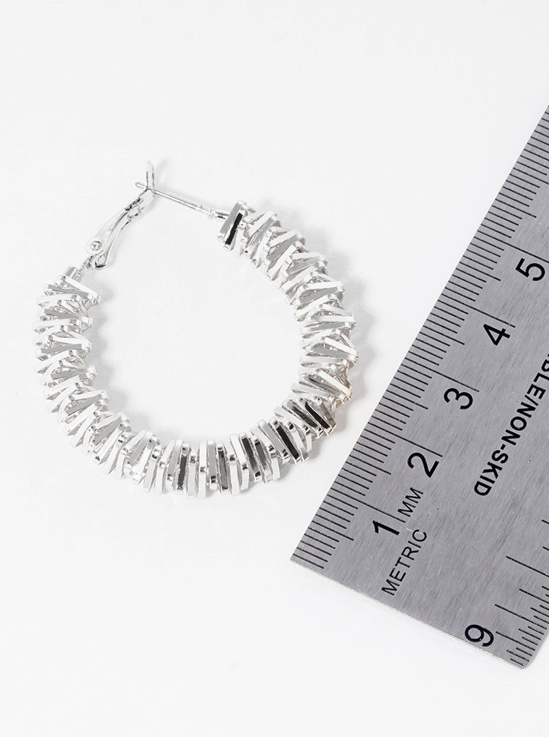 40mm Metallic Beaded Leverback Hoop Earrings