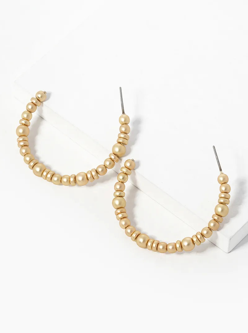 40mm Metallic Beaded Lightweight Open Hoop Earrings