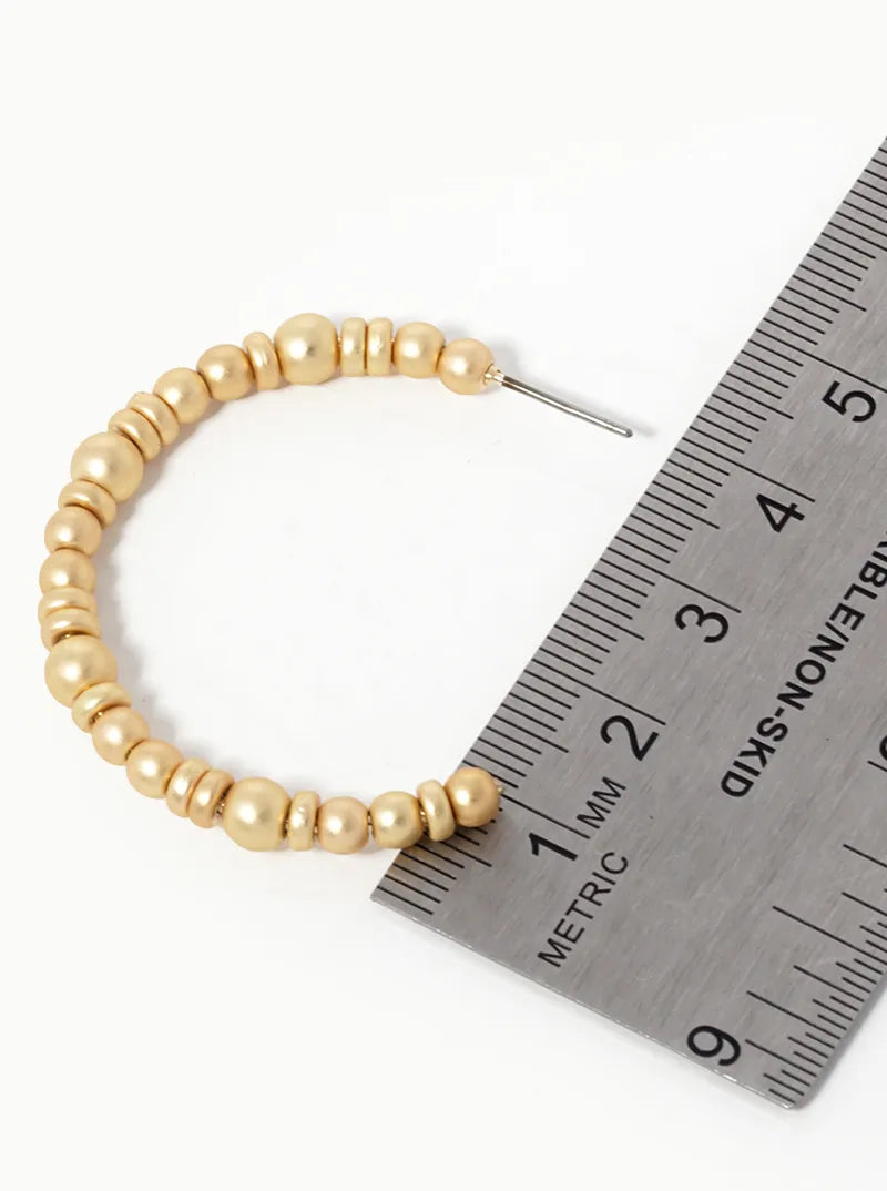 40mm Metallic Beaded Lightweight Open Hoop Earrings