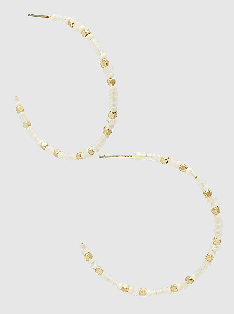 40mm Multi Seed Beaded Lightweight Hoop Earrings