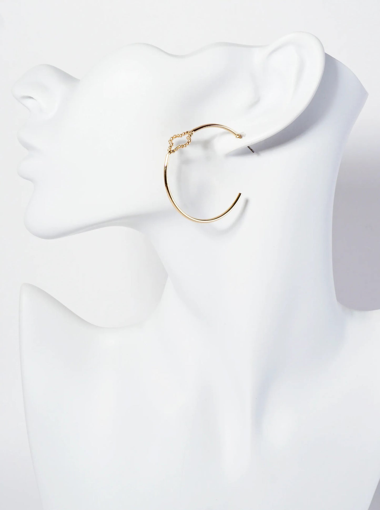 40mm Open Hoop Earrings With Ball-Texture Quatrefoil Accent