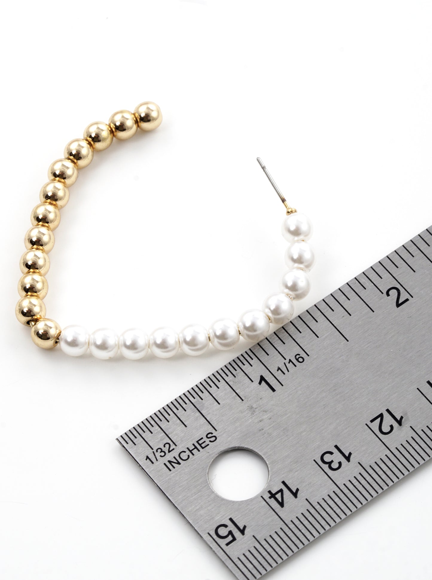 40mm Pearl And Copper Coated Bead Heart Shape Hoop Earrings