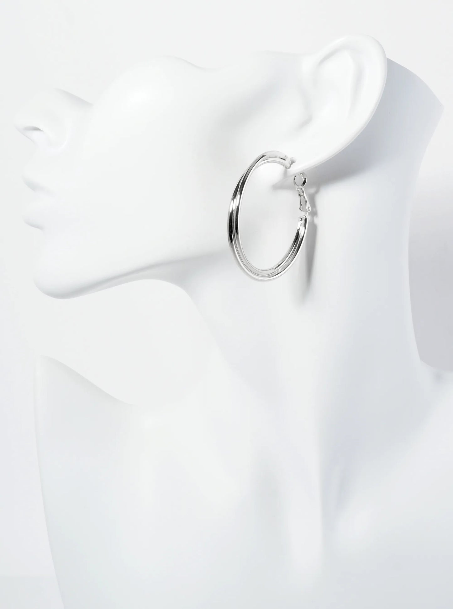 40mm Polished 14K-Gold-Dipped Overlapping Latch-Back Hoop Earrings