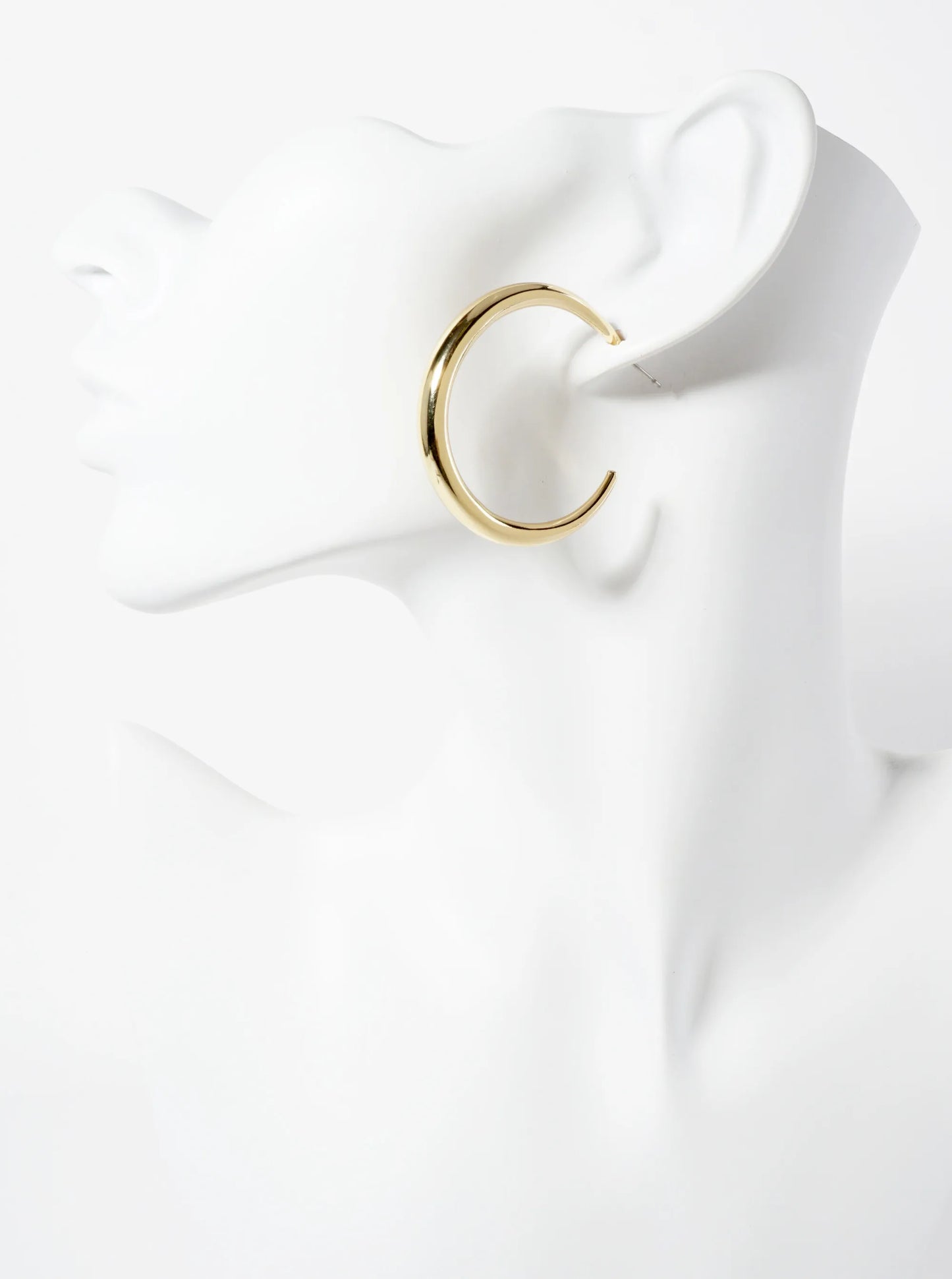 40mm Polished Brass Tapered Open Hoop Earrings