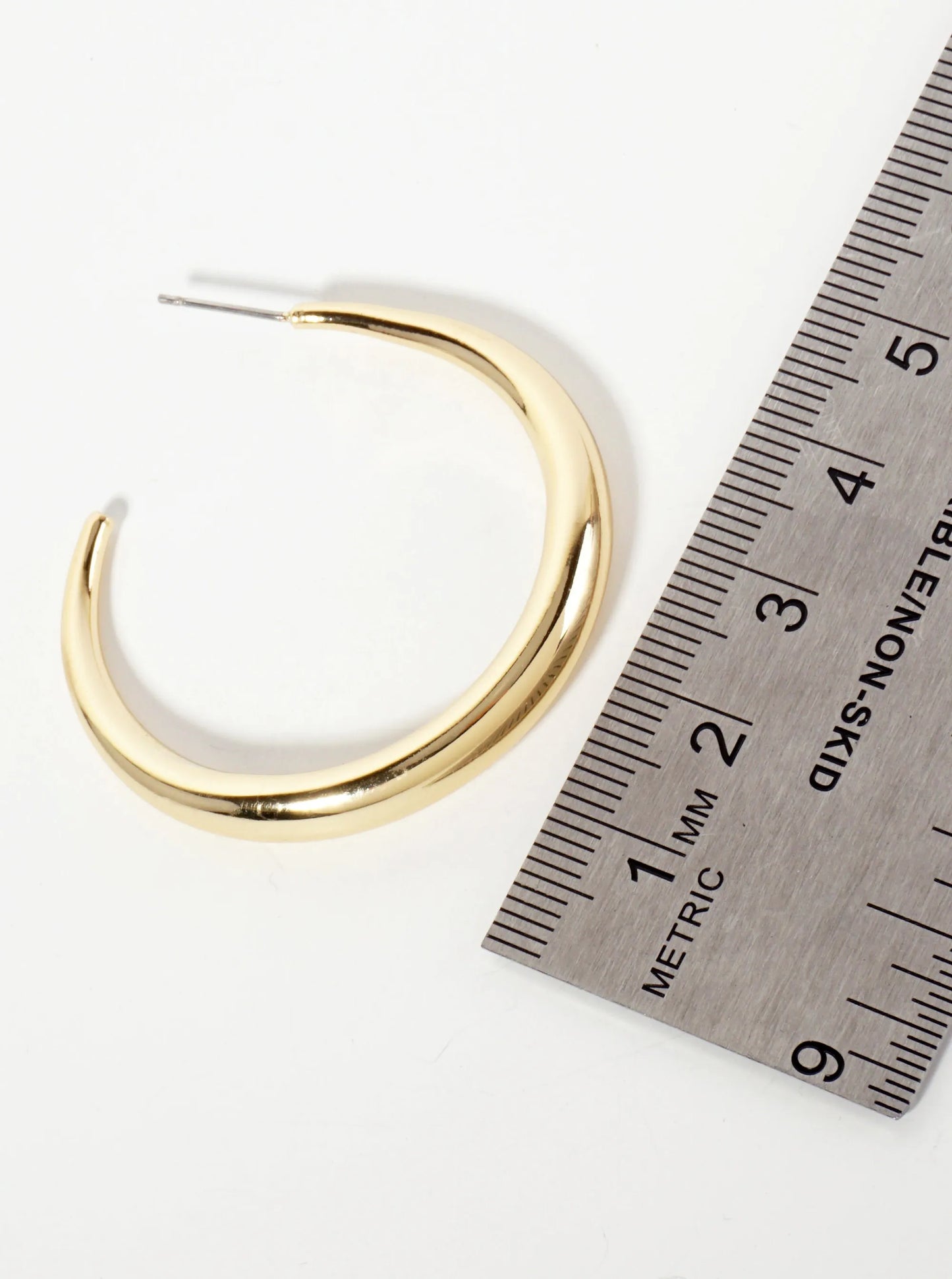 40mm Polished Brass Tapered Open Hoop Earrings