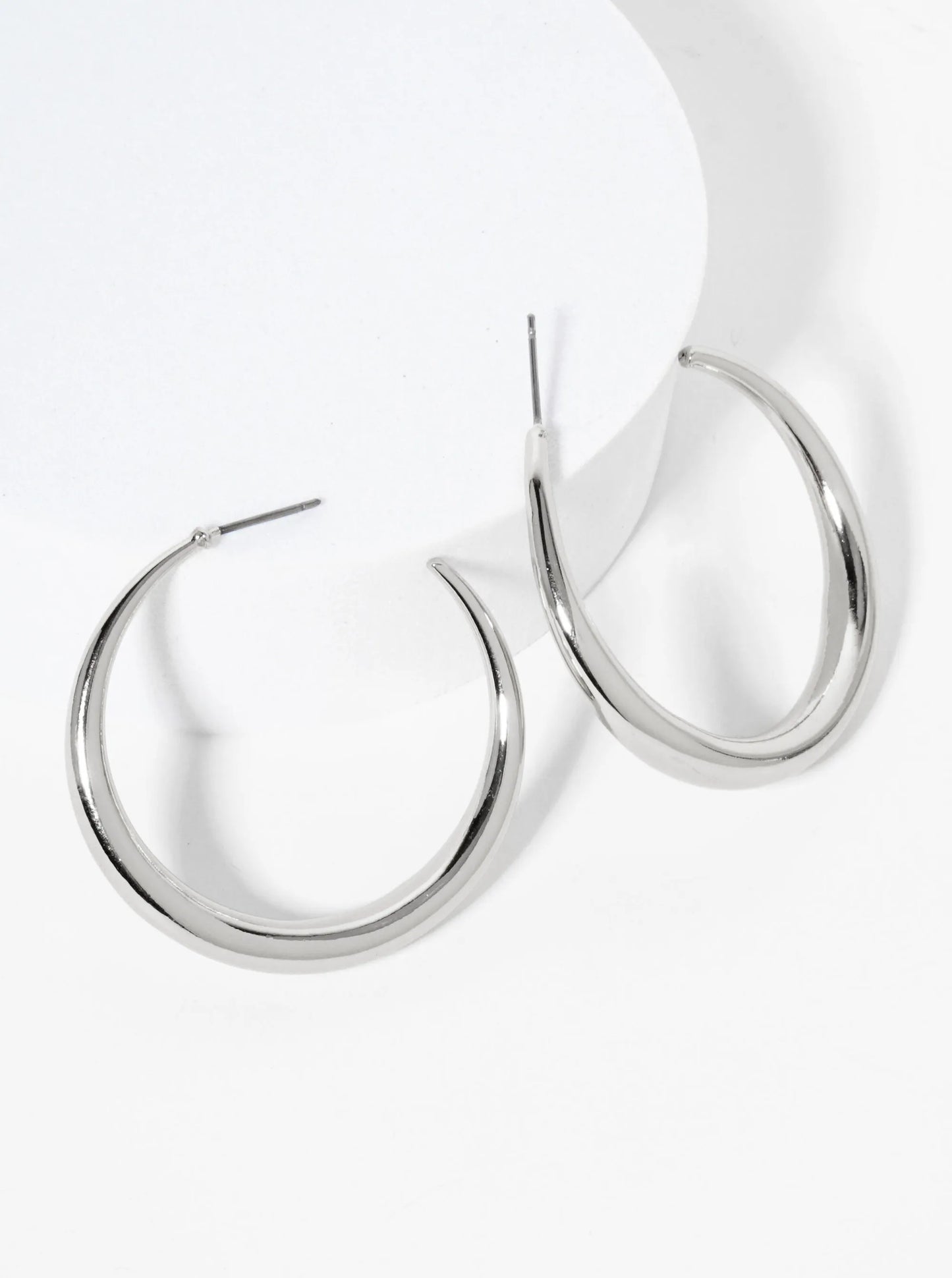 40mm Polished Brass Tapered Open Hoop Earrings