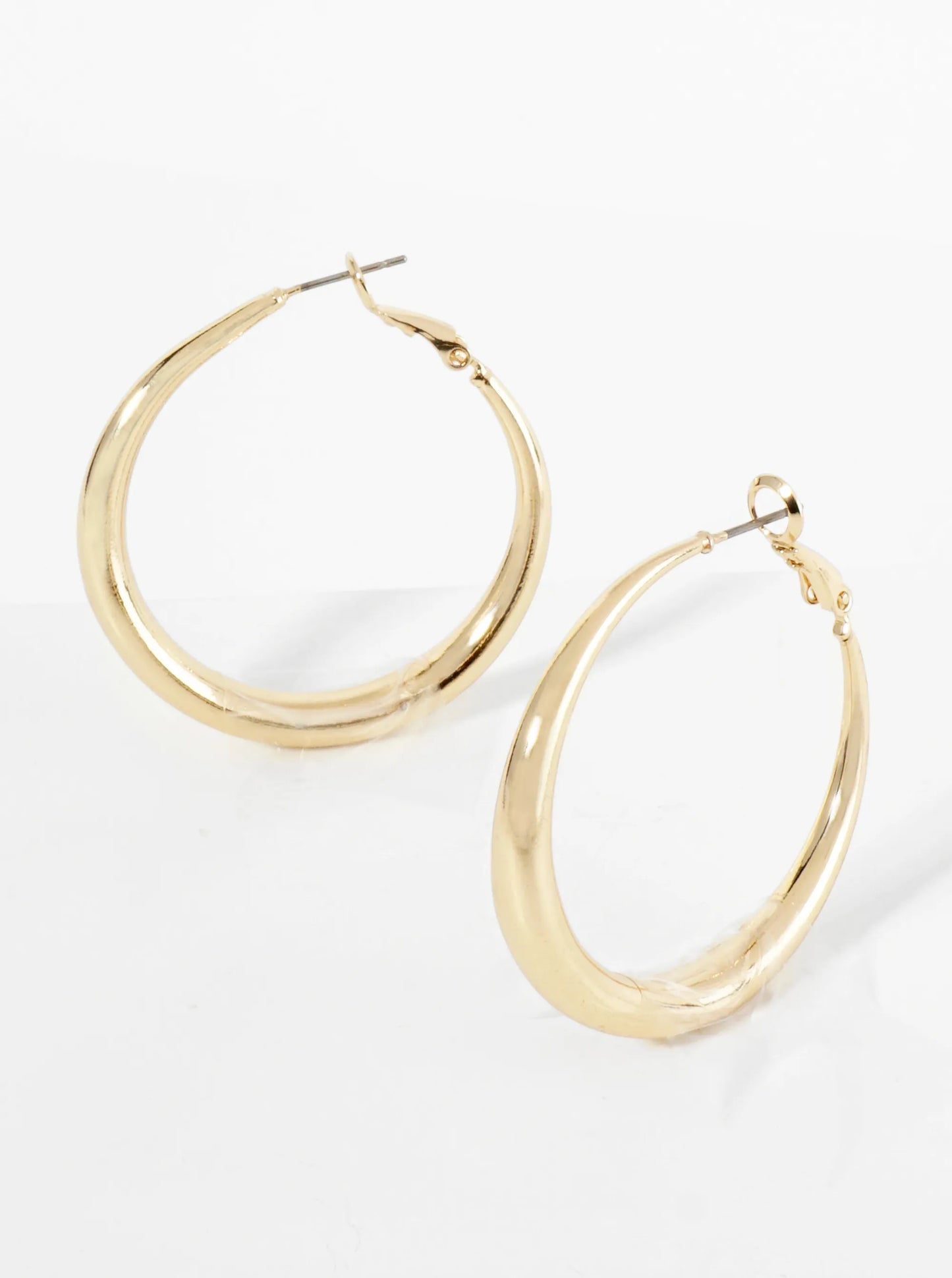 40mm Polished Metal Tapered Classic Hoop Earrings