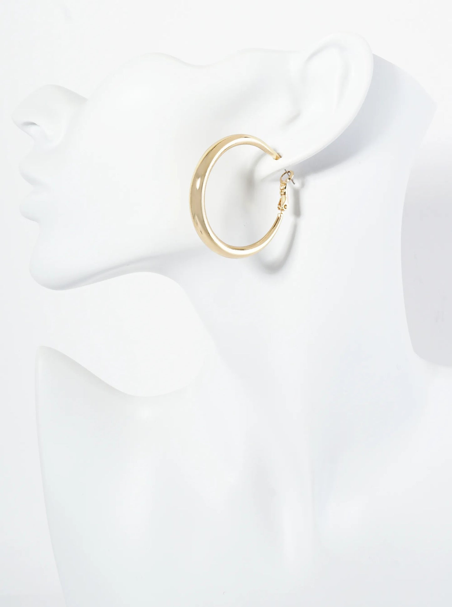 40mm Polished Metal Tapered Classic Hoop Earrings