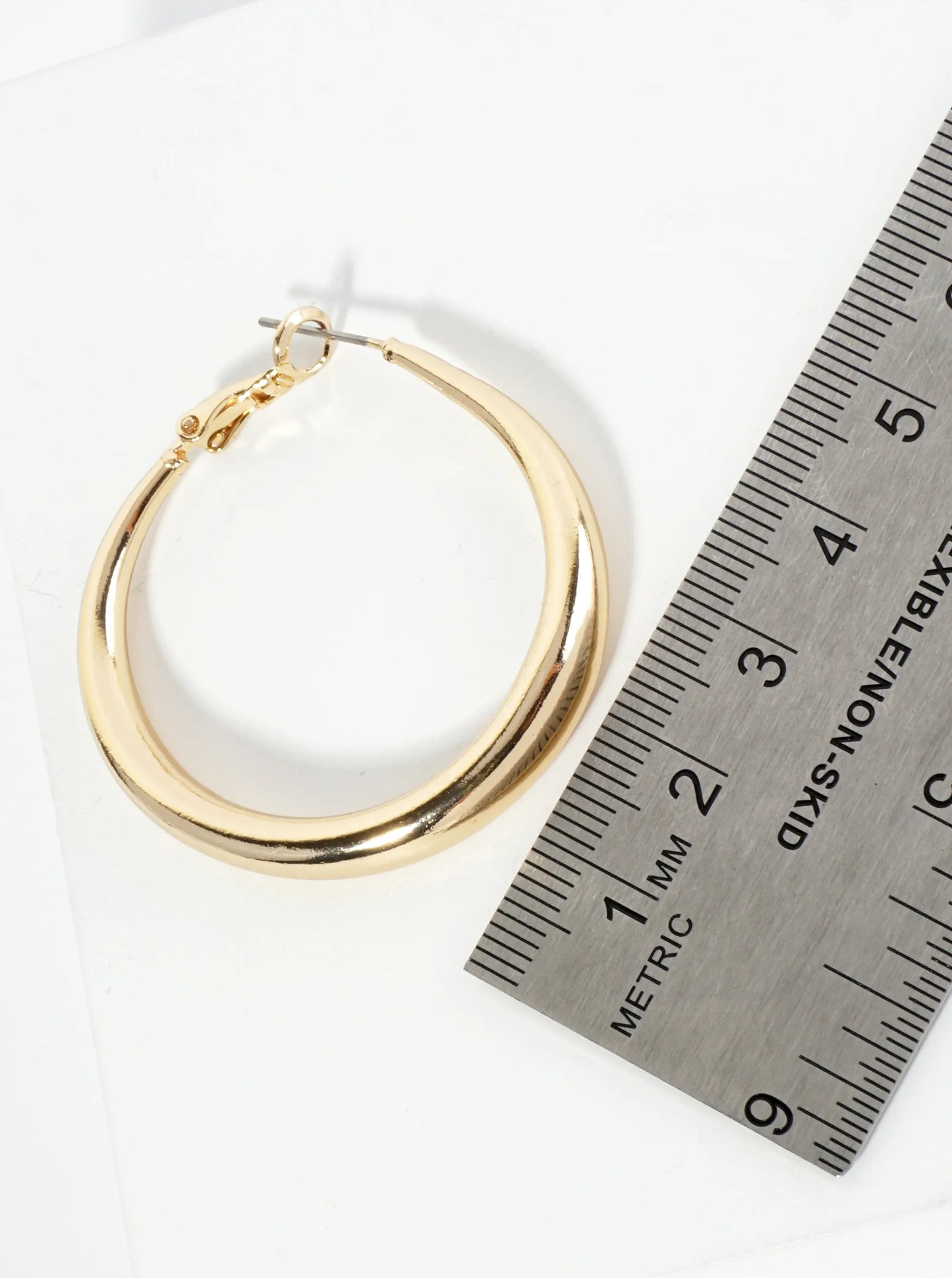 40mm Polished Metal Tapered Classic Hoop Earrings