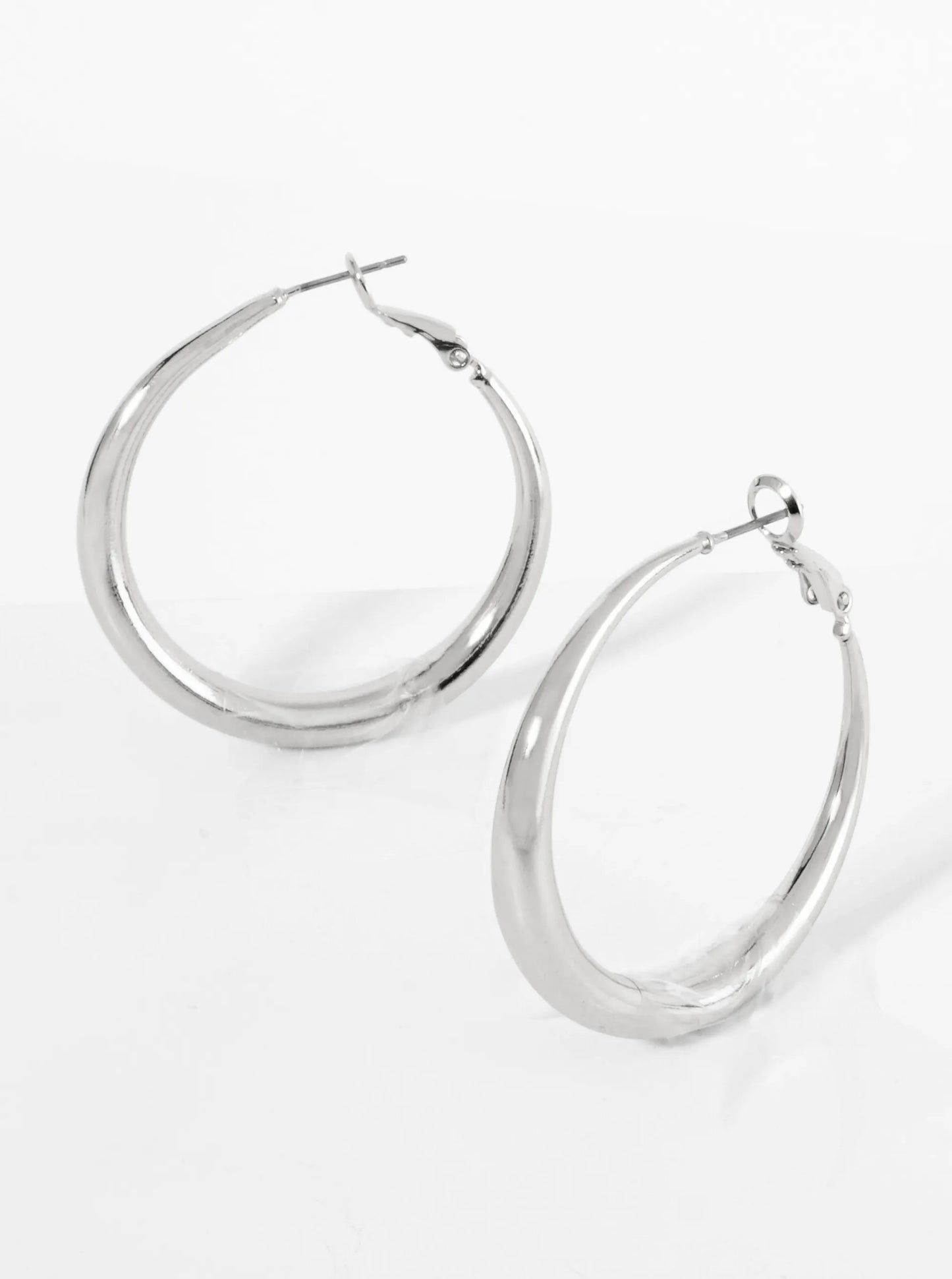 40mm Polished Metal Tapered Classic Hoop Earrings