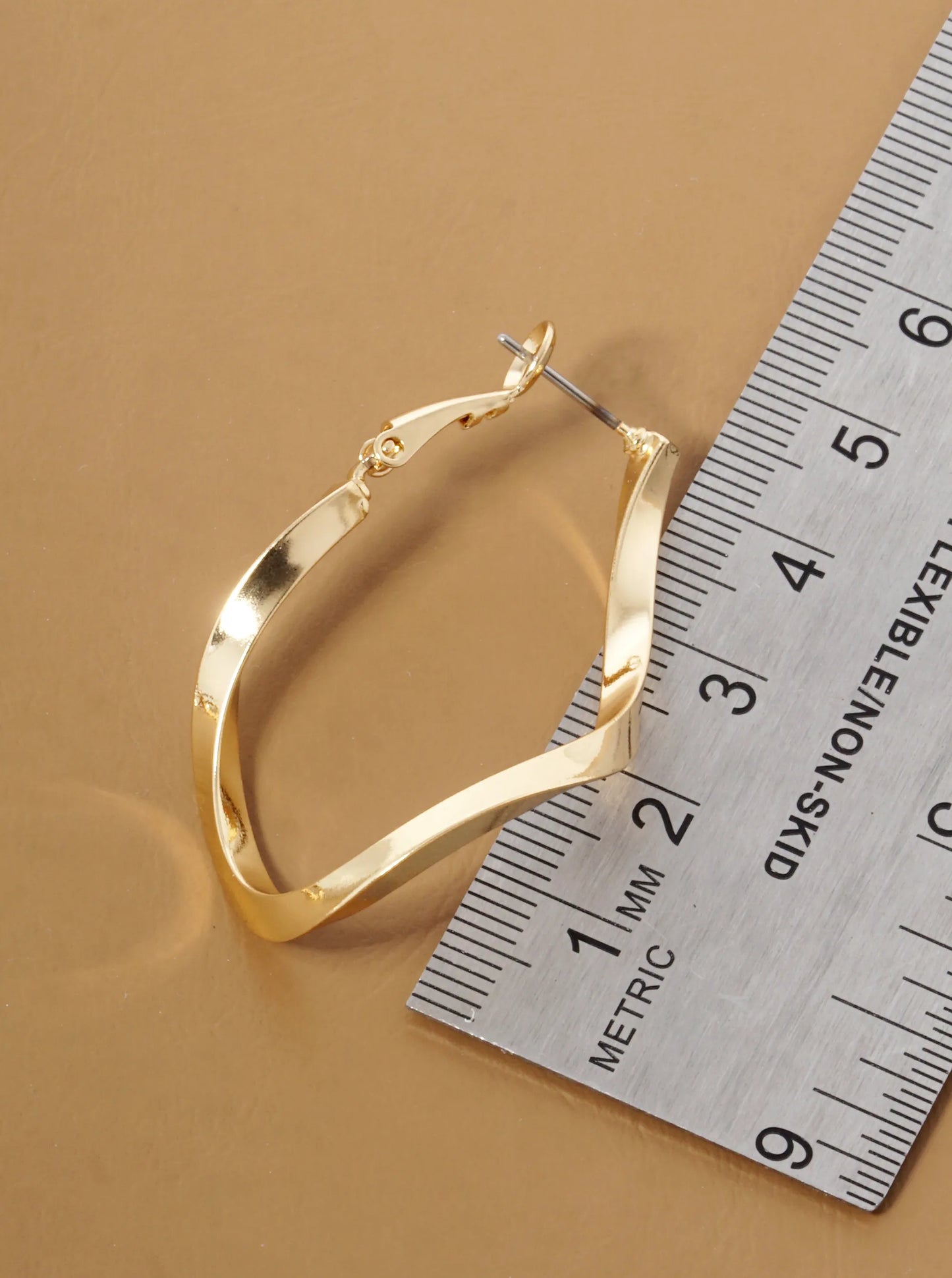 40mm Polished Metal Wavy Hoop Earrings