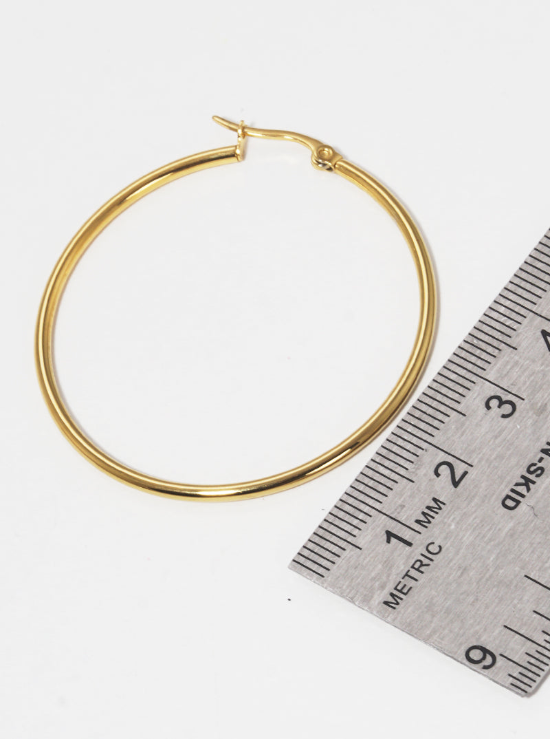 40mm Round Stainless Steel Latch Back Hoop Earrings