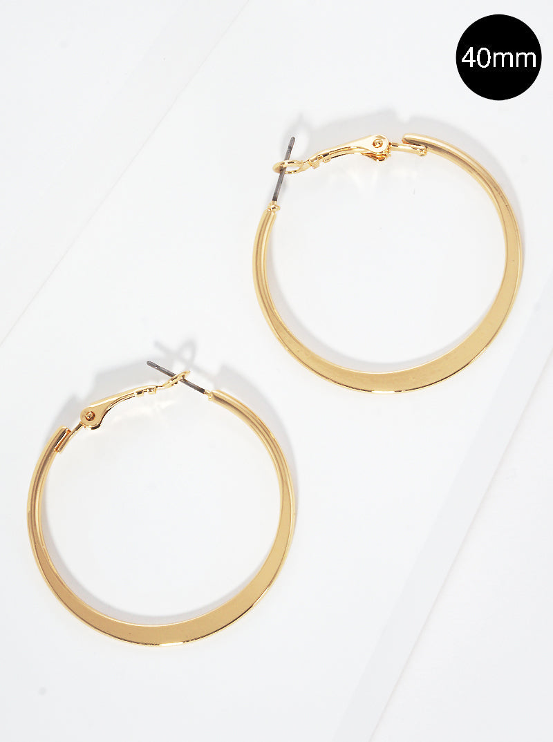 40mm Round Steel Hoop Earrings With Flat Center