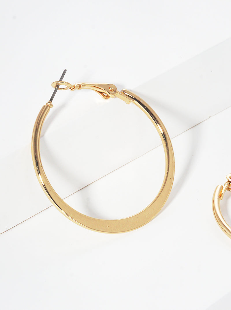 40mm Round Steel Hoop Earrings With Flat Center