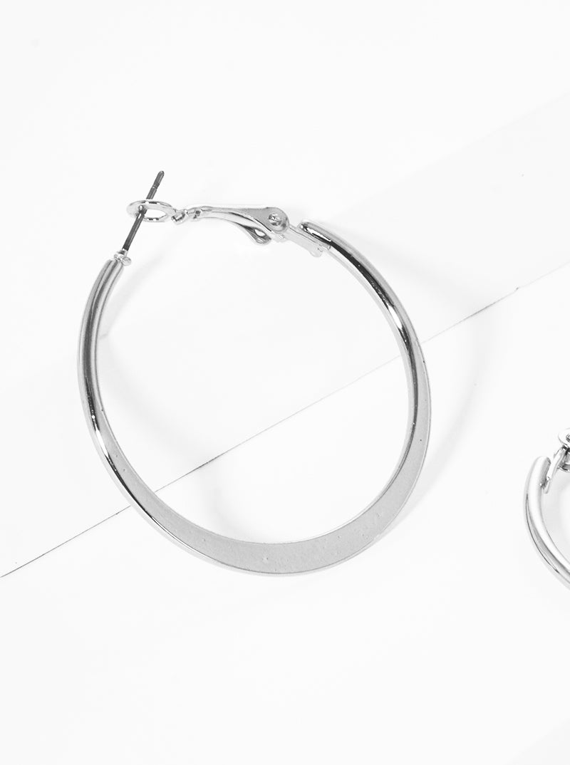 40mm Round Steel Hoop Earrings With Flat Center