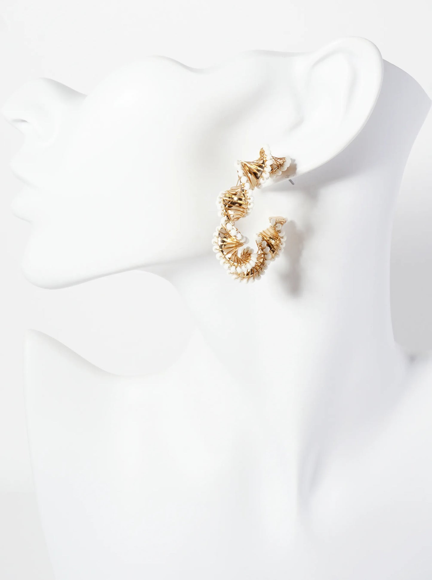 40mm Seed-Bead Wire-Wrapped Twisted Open Hoop Earrings