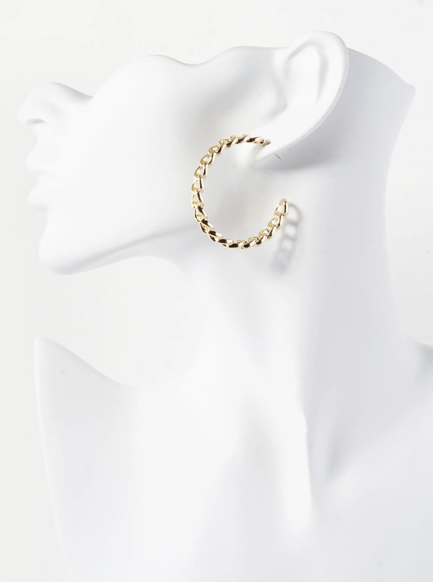 40mm Simulated Textured Chain Hoop Earrings