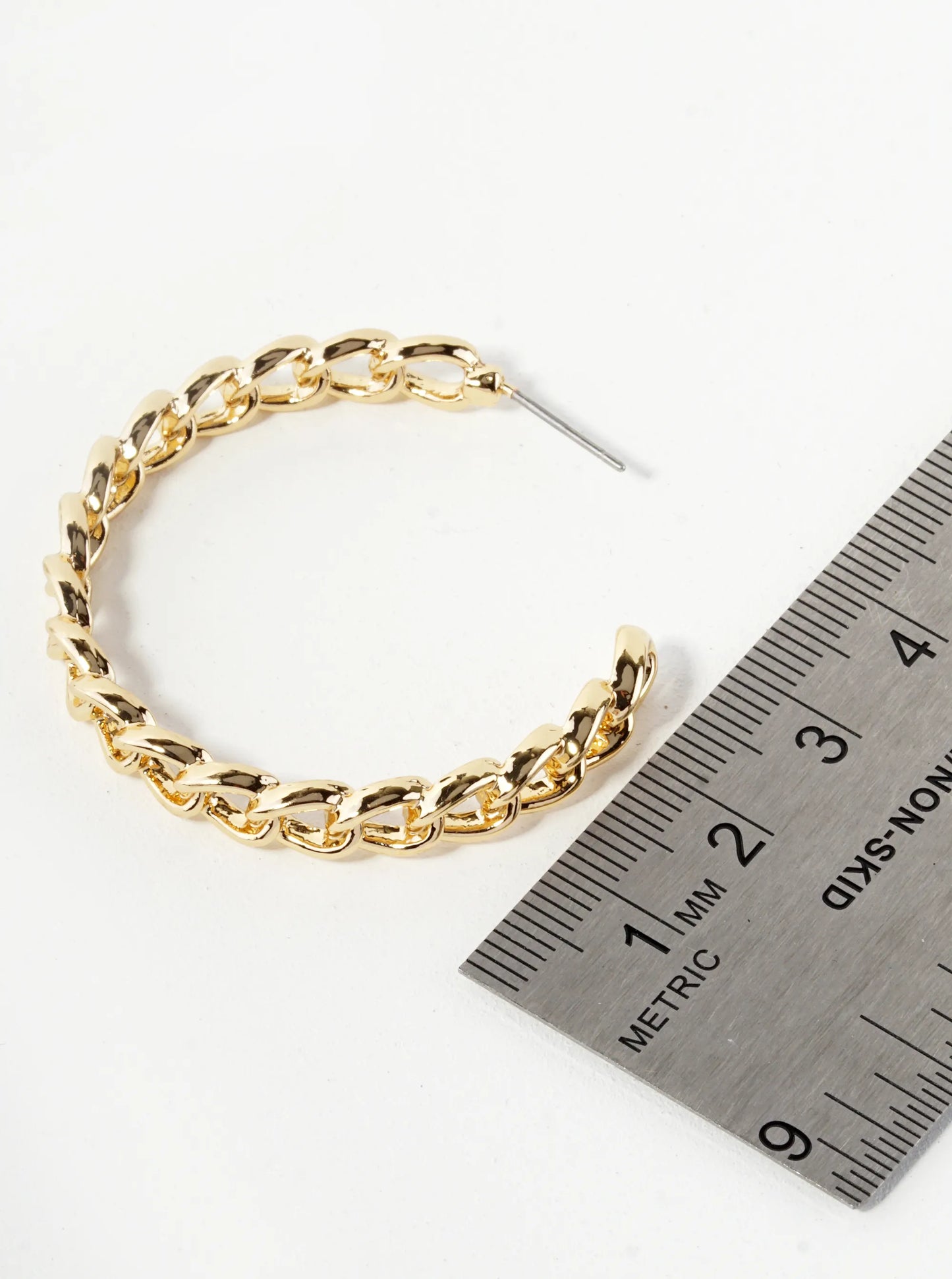 40mm Simulated Textured Chain Hoop Earrings