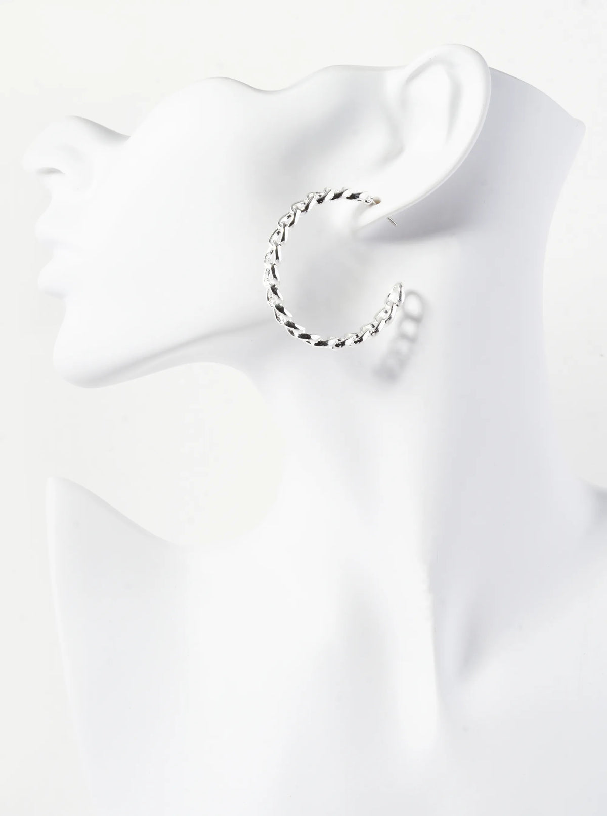 40mm Simulated Textured Chain Hoop Earrings