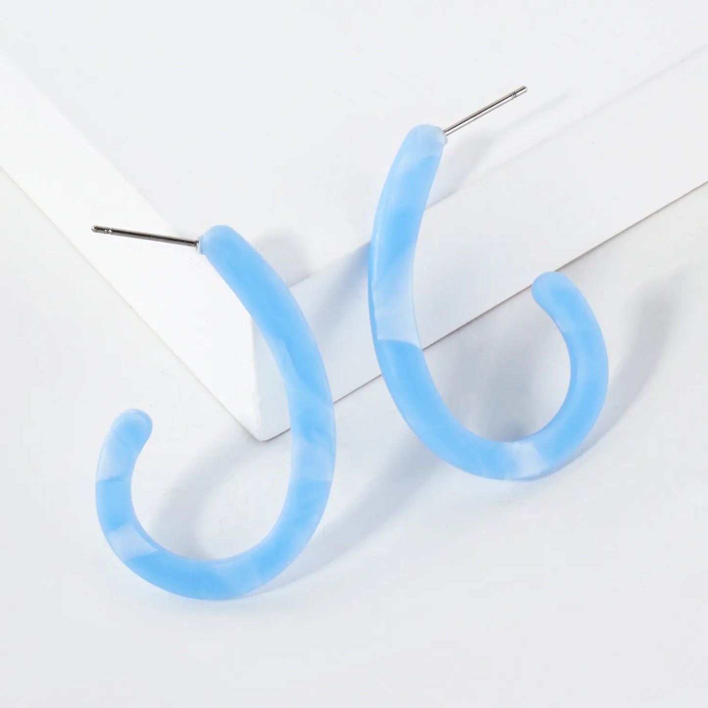 40mm Teardrop Shaped Resin Open Hoop Earrings